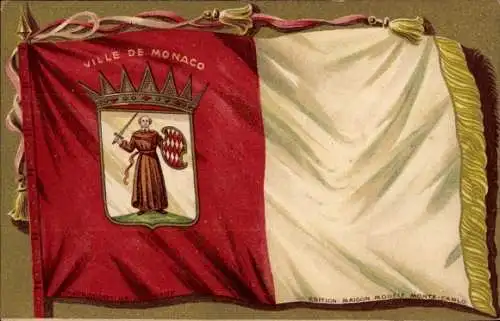 Präge Wappen Ak Monaco, Flagge, Restaurant Select, Rue Grimaldi