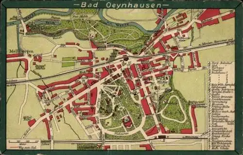 Stadtplan Ak Bad Oeynhausen in Westfalen, Totalansicht, Kurpark, Corso