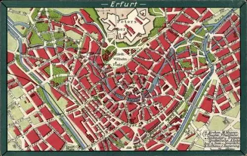 Stadtplan Ak Erfurt in Thüringen, Petersberg, Friedrich Wilhelm Platz, Bahnhofstraße