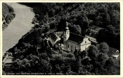 Ak Mariabuchen Lohr im Spessart Unterfranken, Kloster und Waldrast Mariabuchen, Fluss, Natur