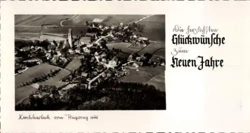 Ak Kirchhaslach in Schwaben, Luftbildaufnahme, Glückwünsche zum Neuen Jahr,  von 1939