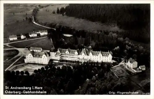 Ak Sankt Andreasberg Braunlage im Oberharz, Fliegeraufnahme, Oderberg-Gebhardsheim