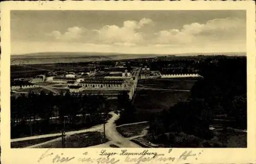 Ak Hammelburg in Unterfranken Bayern, Luftaufnahme, Lager  Landschaft, Wolken, Gebäude, Straßen