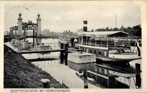 Ak Henrichenburg Castrop Rauxel im Ruhrgebiet, Schiffshebewerk, Kanal, Schiff, Brücke,  Fotografi