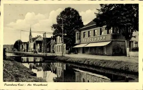 Ak Papenburg im Emsland, Historisches Gebäude, Kanal, BHOGEMANN, ruhige Landschaft, Bäume