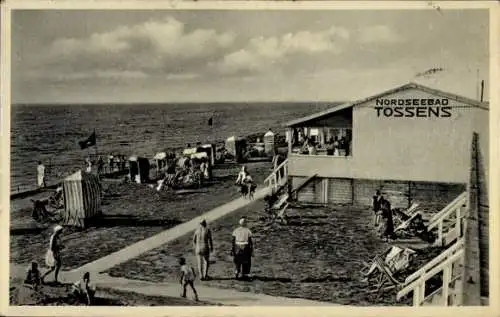 Ak Nordseebad Tossens Butjadingen, Nordseebad  Strand, Badegäste, Strandkörbe, Meer