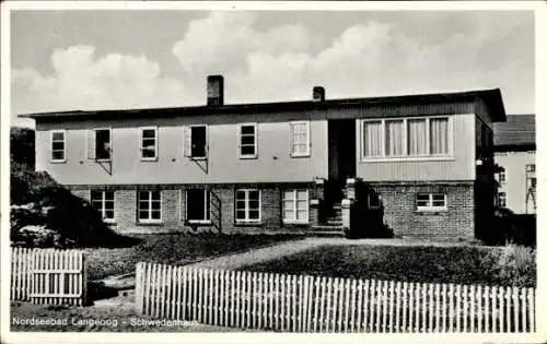 Ak Nordseebad Langeoog Ostfriesland, Nordseebad  Schwedenhaus, Gebäude mit Fenstern, Garten mit Z