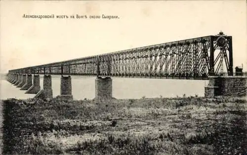 Ak Russland, Eisenbahnbrücke Sysran