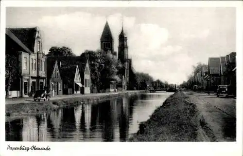 Ak Papenburg im Emsland, Schöne Ansicht von  Kanäle, Gebäude, Kirchen,  Architektur
