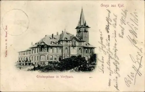 Ak Kiel, Erholungshaus im Werftpark, Gruß aus  Verlag von A. M. Engel