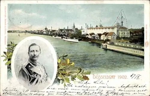 Ak Düsseldorf am Rhein, Gesamtansicht, Kaiser Wilhelm II