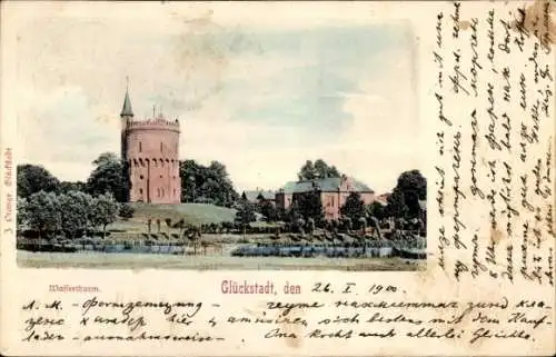 Ak Glückstadt an der Elbe, Burg, Wassergraben, Gebäude im Hintergrund,  Architektur, 