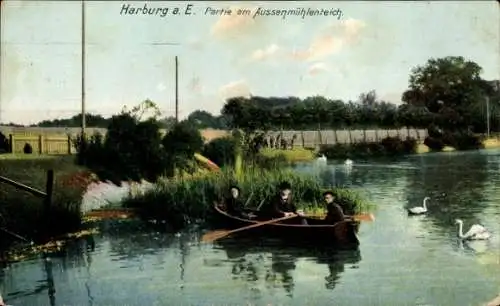 Ak Hamburg Harburg, Außenmühlenteich