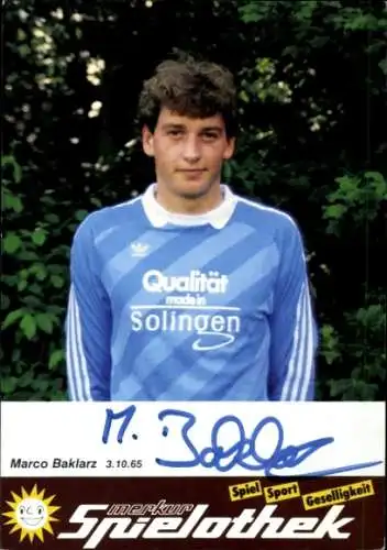 Autogrammkarte Fußballer Marco Baklarz, SG Union Solingen, Autogramm