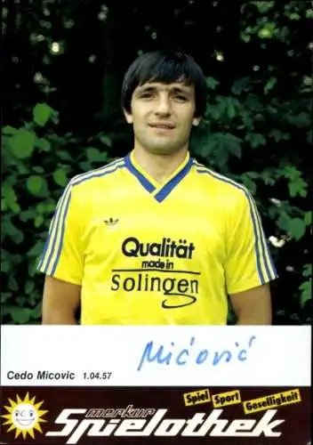 Autogrammkarte Fußballer Cedo Micovic, SG Union Solingen, Autogramm