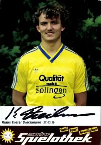 Autogrammkarte Fußballer Klaus Dieter Dieckmann, SG Union Solingen, Autogramm