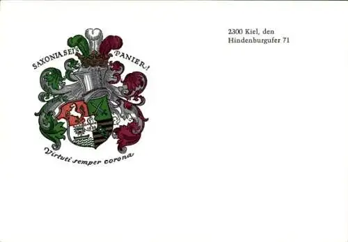 Studentika Ak Kiel, Corps Saxonia, Hindenburgufer 71, Wappen
