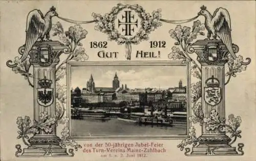 Passepartout Ak Mainz am Rhein, Gesamtansicht, Turnverein Mainz-Zahlbach, Jubelfeier