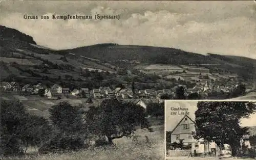 Ak Kempfenbrunn Flörsbachtal im Spessart, Gesamtansicht, Gasthaus zur Linde