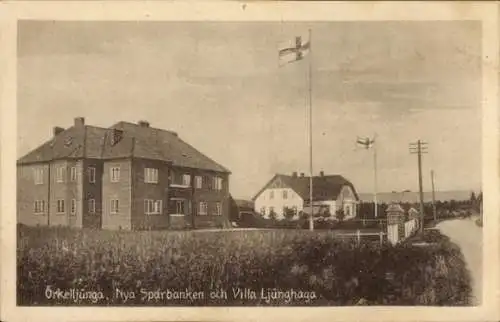 Ak Örkelljunga Schweden, Nya Sparbanken och Villa Ljunghaga