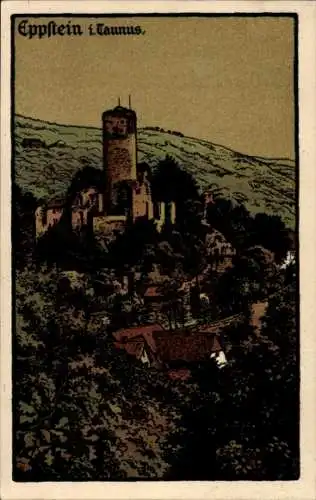 Steindruck Ak Eppstein im Taunus, Gesamtansicht