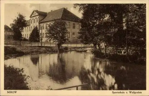 Ak Mirow Mecklenburgische Seenplatte, Sportschule, Wallgraben