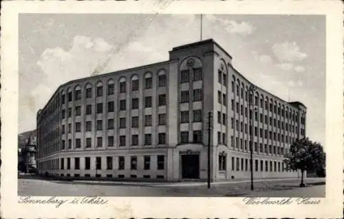 Ak Sonneberg in Thüringen, Ansicht vom Woolworth Haus, Straßenpartie