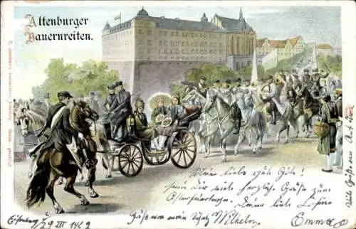 Litho Altenburg in Thüringen, Bauernreiten
