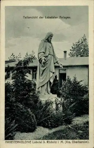 Ak Lobetal Bernau bei Berlin, Statue Jesus Christus, Teilsicht Anlagen, Arbeiterkolonie Lobetal