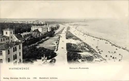 Ak Rostock Warnemünde, Bismarck-Promenade, Strand