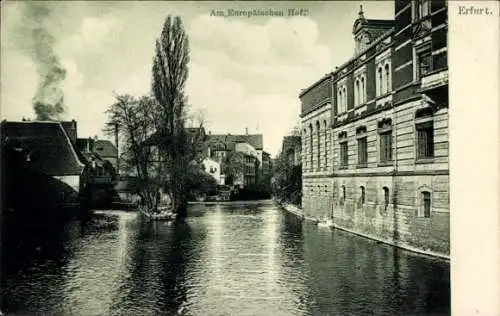 Ak Erfurt in Thüringen, Historische Ansicht, Europäischer Hof, Flussansicht, alte Architektur