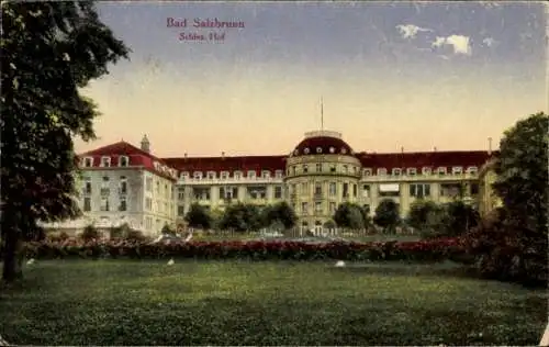Ak Szczawno Zdrój Bad Salzbrunn Niederschlesien, Schloss, Hof