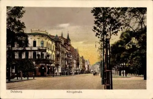 Ak Duisburg im Ruhrgebiet, Stadtansicht, Königstraße,  Gebäude, Bäume, Menschen