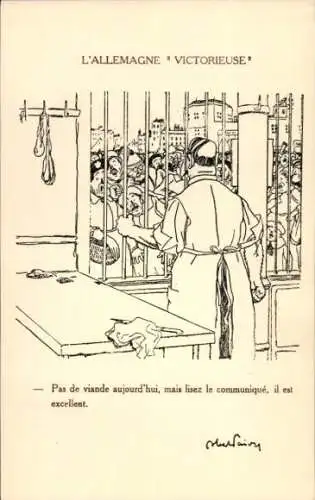 Künstler CPA Allemagne Victorieuse, Pas da viande aujourd'hui...
