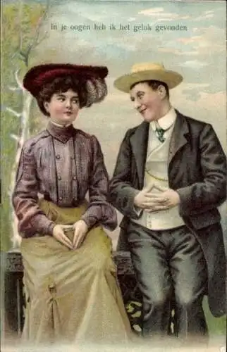 Präge Ak Paar, Gespräch, Schüchterner Mann