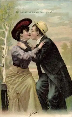 Präge Ak Liebespaar, Kuss, Liebe