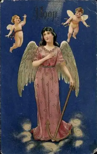 Präge Ak Allegorie, Hoffnung, Engel, Anker