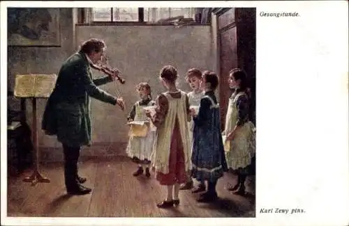 Künstler Ak Zewy, Karl, Gesangstunde