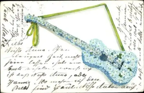 Präge Ak Gitarre aus Vergissmeinnicht