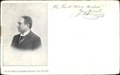 Ak Mann in schwarzem Anzug, Profil