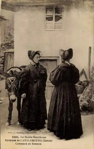 Ak Costumes de Savoie, Frauen in französischer Tracht, Lanslebourg, Costumes de Bessans