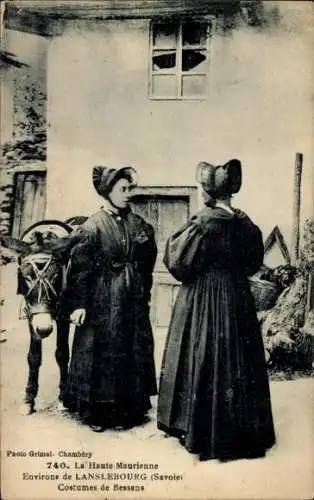 Ak Costumes de Savoie, Frauen in französischer Tracht, Lanslebourg, Costumes de Bessans