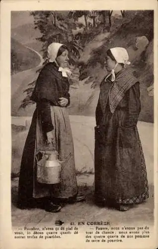 Ak Correze, Zwei Frauen in traditioneller Tracht
