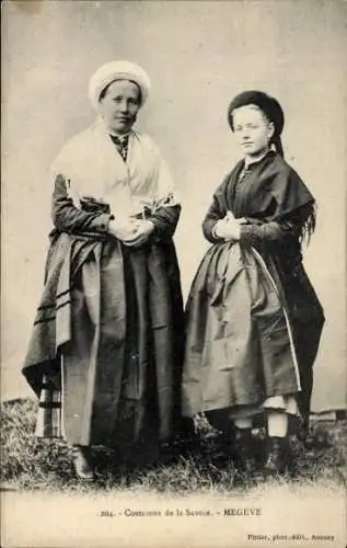 Ak Megève Haute Savoie, Zwei Frauen in Tracht