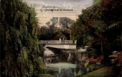 Ak Magdeburg, Reyherbrücke, Stadtpark