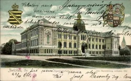 Ak Zwickau in Sachsen, Ingnieurschule, Wappen