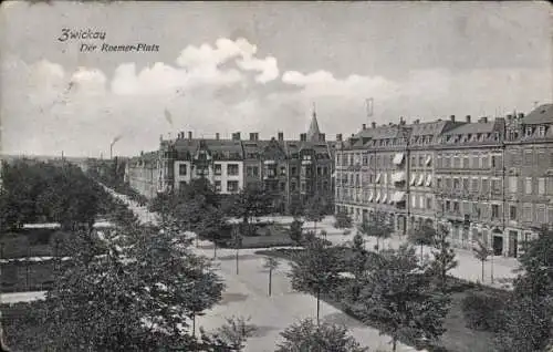 Ak Zwickau in Sachsen, Blick auf den Römerplatz, Park