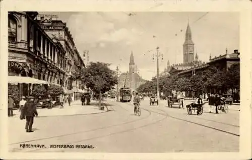 Ak København Kopenhagen Dänemark, Vesterbros Passage, Straßenbahn