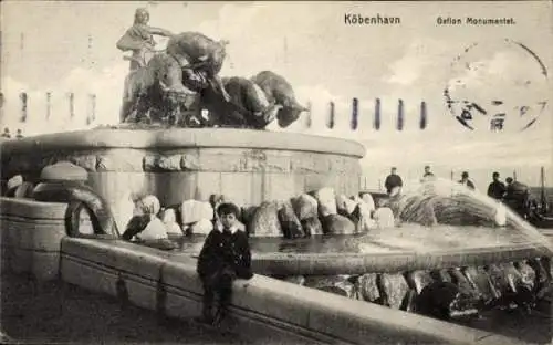 Ak København Kopenhagen Dänemark,  Gefion Monument.