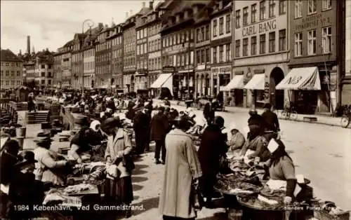Ak Kjøbenhavn København Kopenhagen Dänemark, Markt mit Ständen